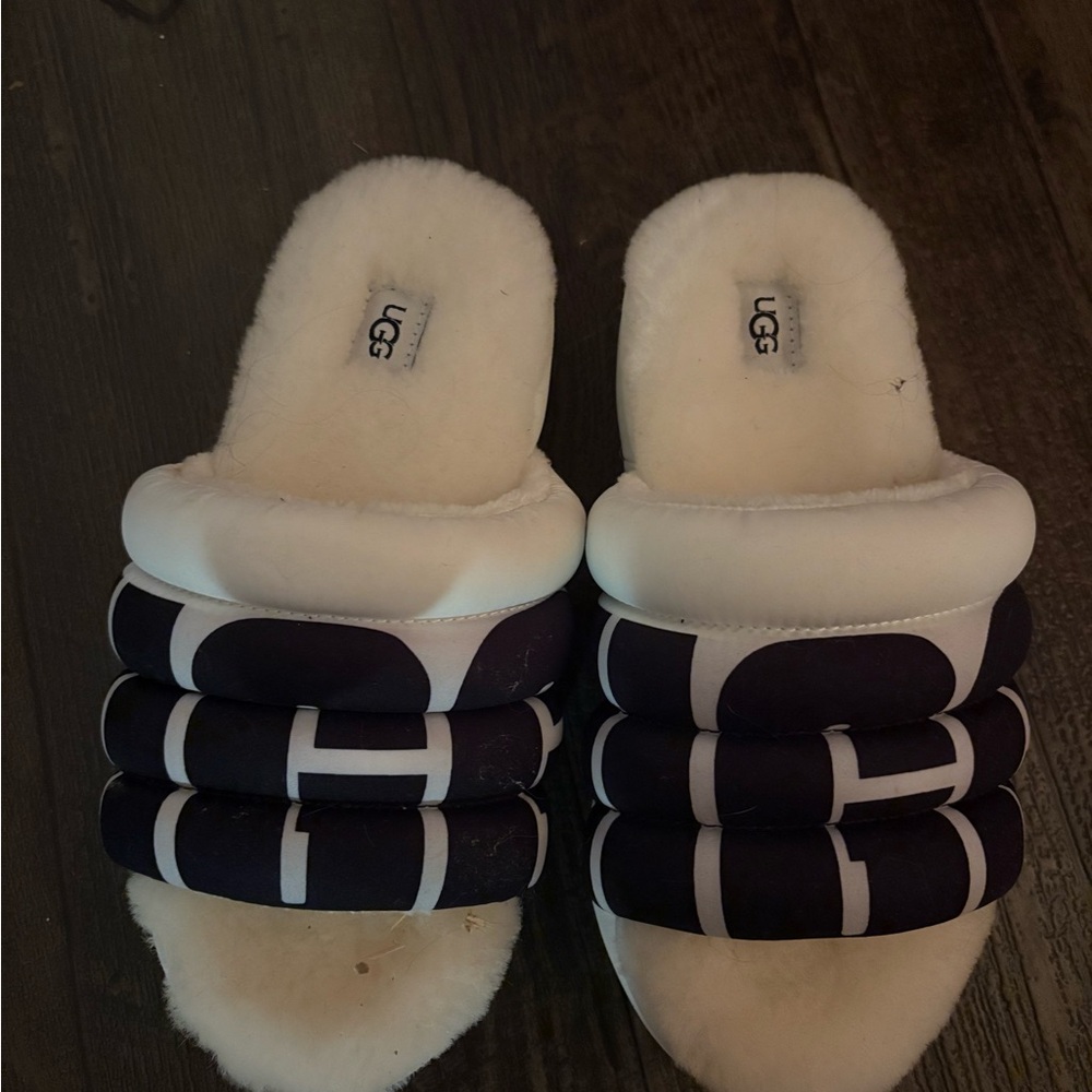 UGG Black and White Quilted Slippers